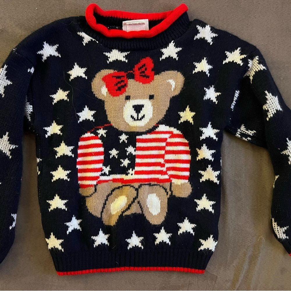 Vintage Basic Editions Navy Sweater with Bear and Stars